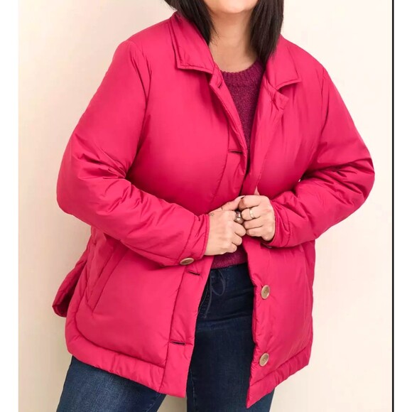 Torrid Shacket 2x 18 20 Pink Puffer Lightweight Packable Poly Fill Jacket Pocket - Picture 6 of 11